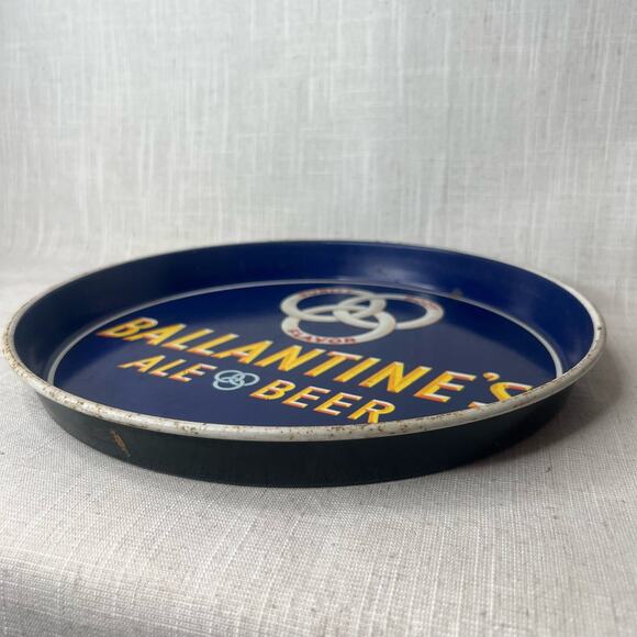 Vintage Ballantines Metal Beer Tray Navy Blue Litho Tin Advertising MCM Barware - Picture 5 of 9